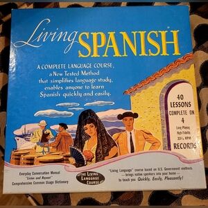 Vintage 1955 Living Spanish Language Course Records